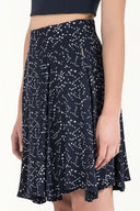 Navy Blue High waist Pleated skirt  80996