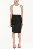 Black Bow-tie accessory Slim-fit skirt  80997