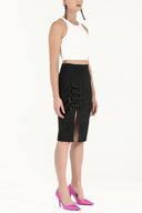 Black Bow-tie accessory Slim-fit skirt  80997