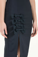 Navy Blue Bow-tie accessory Slim-fit skirt  80997