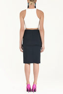 Navy Blue Bow-tie accessory Slim-fit skirt  80997