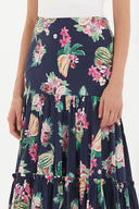 Navy Blue Pleated Maxi Skirt 81006