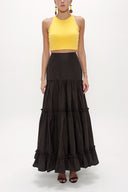 Mink Pleated Maxi Skirt 81006