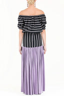 Lilac High waist  Printed maxi skirt  81011
