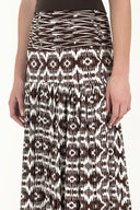 Brown High waist  Printed maxi skirt  81011