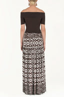 Brown High waist  Printed maxi skirt  81011