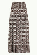 Brown High waist  Printed maxi skirt  81011