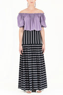 Striped High waist  Printed maxi skirt  81011