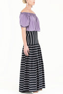 Striped High waist  Printed maxi skirt  81011