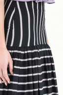 Striped High waist  Printed maxi skirt  81011