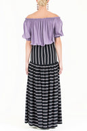 Striped High waist  Printed maxi skirt  81011