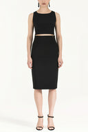 Black Zipped Printed Slim-fit  skirt  81015