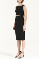 Black Zipped Printed Slim-fit  skirt  81015