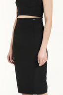 Black Zipped Printed Slim-fit  skirt  81015