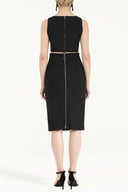 Black Zipped Printed Slim-fit  skirt  81015