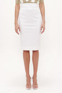 White Zipped Printed Slim-fit  skirt  81015