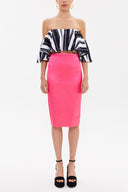 Pink Zipped Printed Slim-fit  skirt  81015