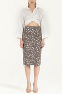 Mink Zipped Printed Slim-fit  skirt  81015