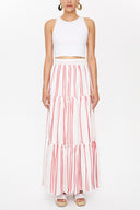 Red Lace detail maxi skirt 81022