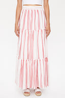 Red Lace detail maxi skirt 81022