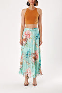 Mint High Waist Pleated Long Skirt 81048
