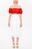 White Brode  and  button skirt  81054