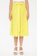 Yellow Brode  and  button skirt  81054