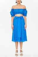 Blue Brode  and  button skirt  81054