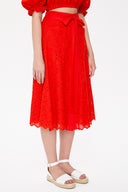 Red Brode  and  button skirt  81054