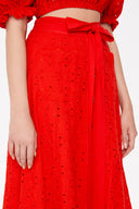 Red Brode  and  button skirt  81054