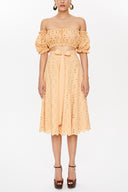 Beige Brode  and  button skirt  81054