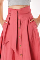 Dried Rose High waist  button skirt  81056