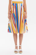 Striped Pleated high waist  skirt  81060