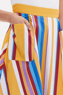 Striped Pleated high waist  skirt  81060