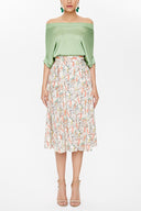 Patterned Pleated high waist  skirt  81060