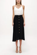Black Button ruffled  skirt  81063
