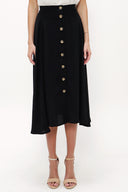 Black Button ruffled  skirt  81063