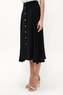 Black Button ruffled  skirt  81063