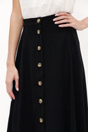 Black Button ruffled  skirt  81063