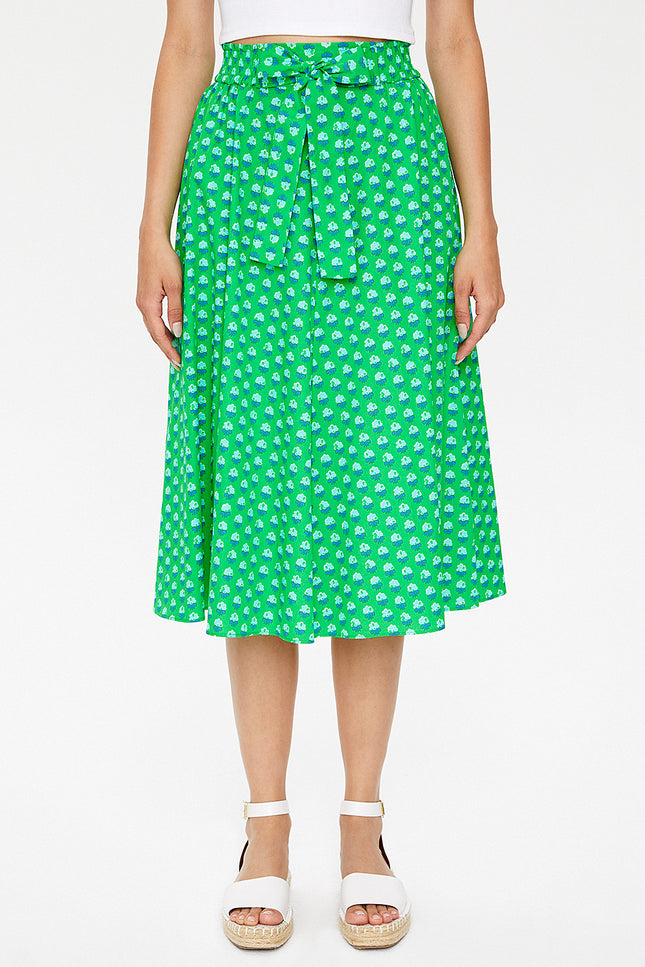 Green Elastic  Printed skirt  81064
