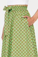 Khaki Elastic  Printed skirt  81064