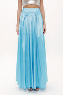 Blue Elastic and Pleated maxi skirt 81072