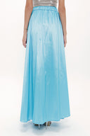 Blue Elastic and Pleated maxi skirt 81072