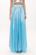 Blue Elastic and Pleated maxi skirt 81072