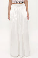 Ecru Elastic and Pleated maxi skirt 81072