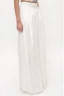 Ecru Elastic and Pleated maxi skirt 81072