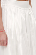 Ecru Elastic and Pleated maxi skirt 81072