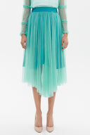 Turquoise Elastic waist tulle skirt 81075