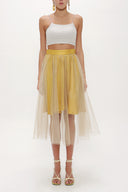 Beige Elastic waist tulle skirt 81075