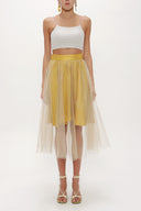 Beige Elastic waist tulle skirt 81075
